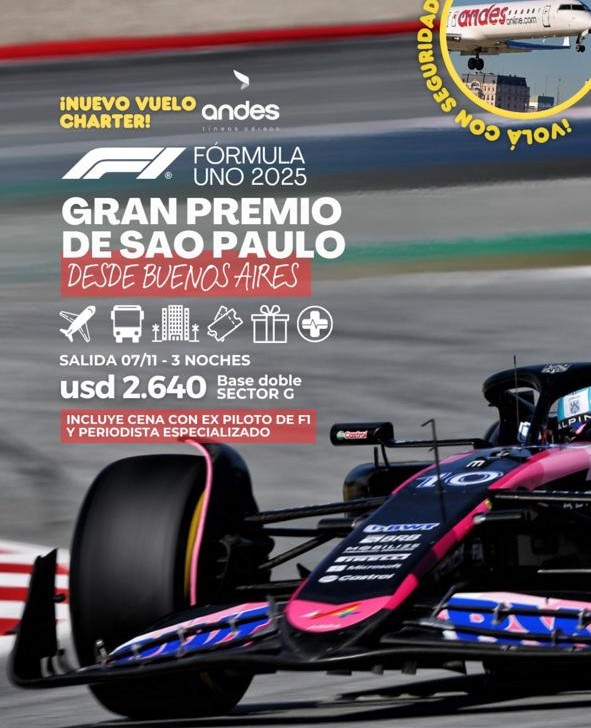 FORMULA 1 -GRAN PREMIO DE SAO PAULO -SALIDAS CHARTER 06/11 O 07/11 