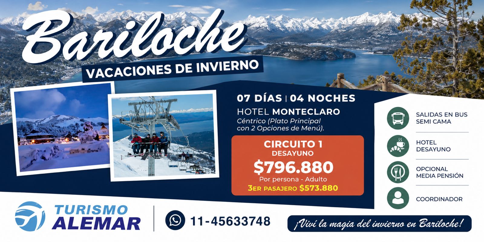 BARILOCHE - BUS SEMICAMA -SALIDA 18/07 
