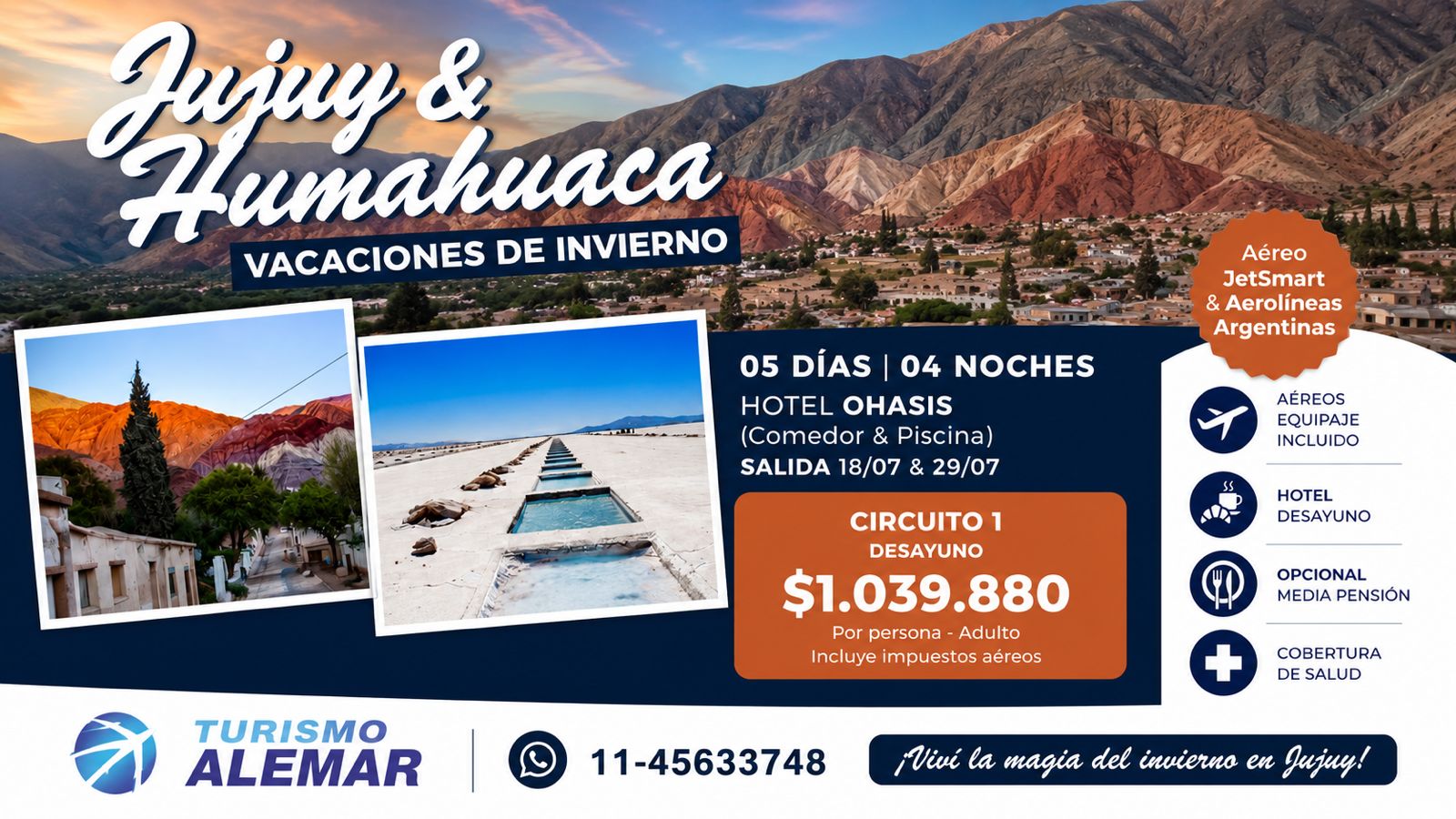 JUJUY & HUMAHUACA  - AEREO  SALIDAS 29/07 